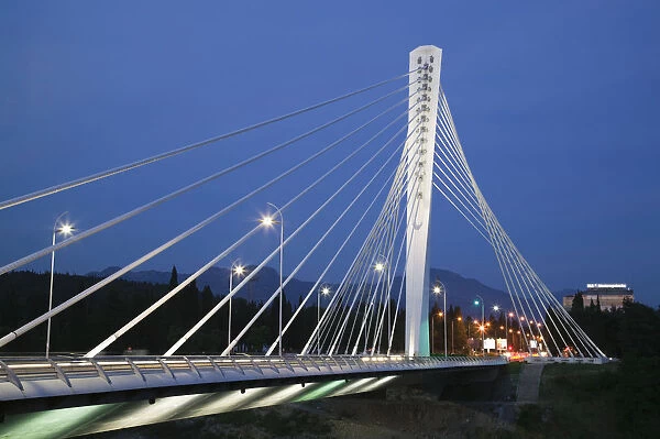 Montenegro, Podgorica, The Millenium Bridge across the Moraca River