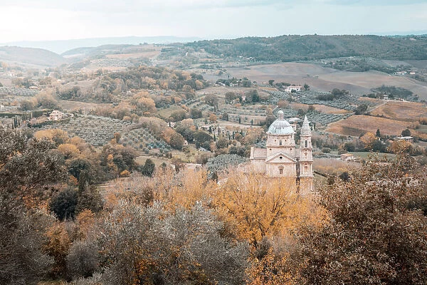 Montepulciano, San Biagio church in autumn. Chianti Region, Tuscany, Italy
