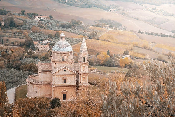 Montepulciano, San Biagio church in autumn. Chianti Region, Tuscany, Italy