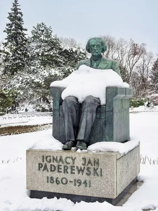 Framed Print : Monument of Ignacy Jan Paderewski, Ujazdowski Park, winter, Warsaw, Masovian Voivodeship, Poland