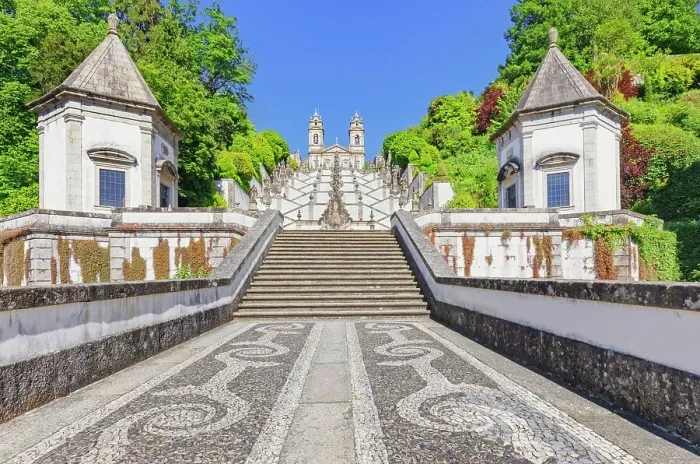 Framed Print : Monumental baroque stairway leading Bom Jesus do Monte church, Braga, Minho Province, Portugal Framed Print : Monumental baroque stairway leading Bom Jesus do Monte church, Braga, Minho Province, Portugal
