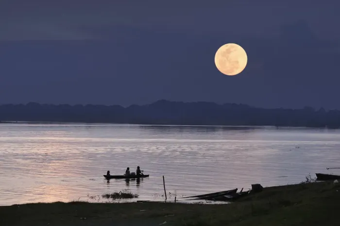 Framed Print : Full Moon over the Amazon River, near Puerto Narino, Colombia Framed Print : Full Moon over the Amazon River, near Puerto Narino, Colombia