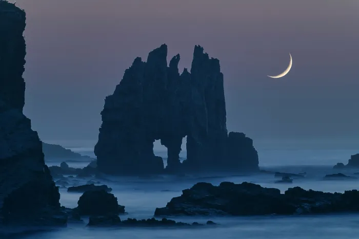 Framed Print : Moon over Sauron's Mask, Playa de Portizuelo, Asturias, Northern Spain Framed Print : Moon over Sauron's Mask, Playa de Portizuelo, Asturias, Northern Spain