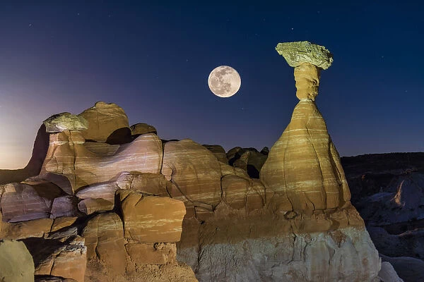 Full Moon over The Toadstools, Paria Rimrocks, Grand Staircase Escalante National Monument, Utah, USA