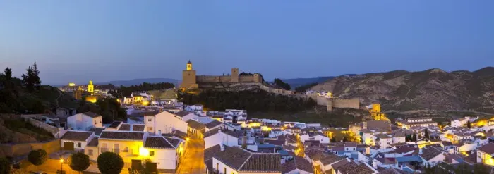 Framed Print : Moorish Alcazaba (castle) & city overview illuminated at dusk, Antequera, Malaga Province Framed Print : Moorish Alcazaba (castle) & city overview illuminated at dusk, Antequera, Malaga Province