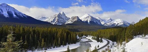Morants Curve With Haddo Peak, Saddle Mountain and Fairview Mountain, Banff National