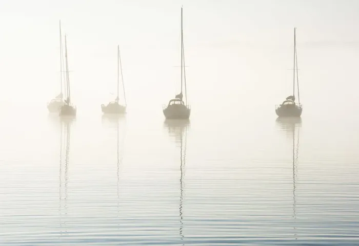 Framed Print : Morning fog on Windermere, Cumbria, UK Framed Print : Morning fog on Windermere, Cumbria, UK
