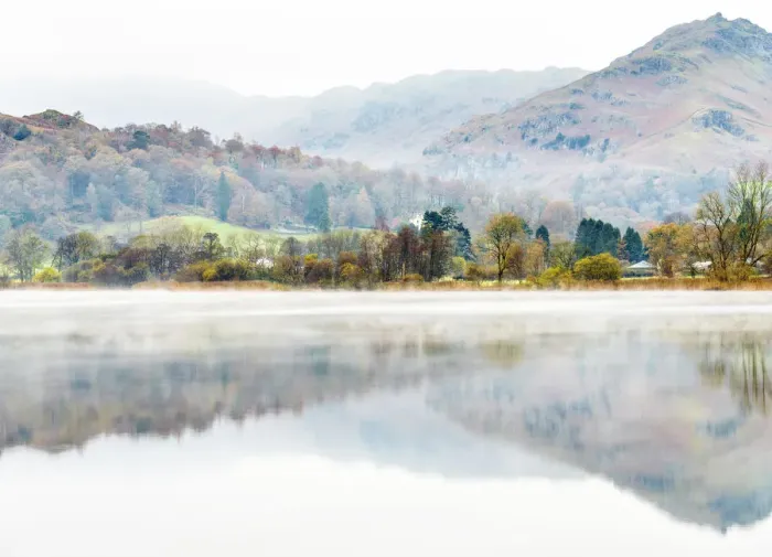 Framed Print : Morning mist on Grasmere, Cumbria, England Framed Print : Morning mist on Grasmere, Cumbria, England