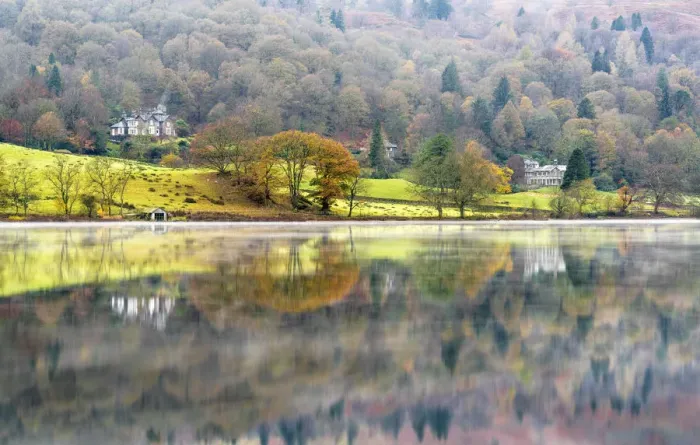 Framed Print : Morning mist on Grasmere, Cumbria, England