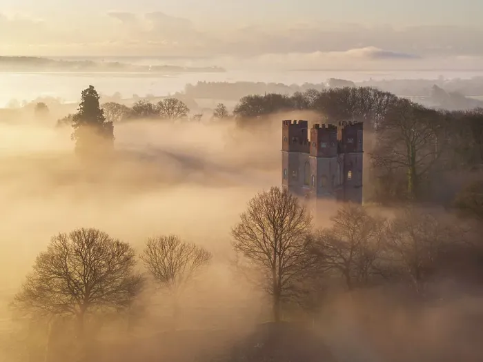 Framed Print : Morning mist surrounds The Belvedere at dawn on a winter morning, Powderham, Devon, England. Winter (March) 2024 Framed Print : Morning mist surrounds The Belvedere at dawn on a winter morning, Powderham, Devon, England. Winter (March) 2024