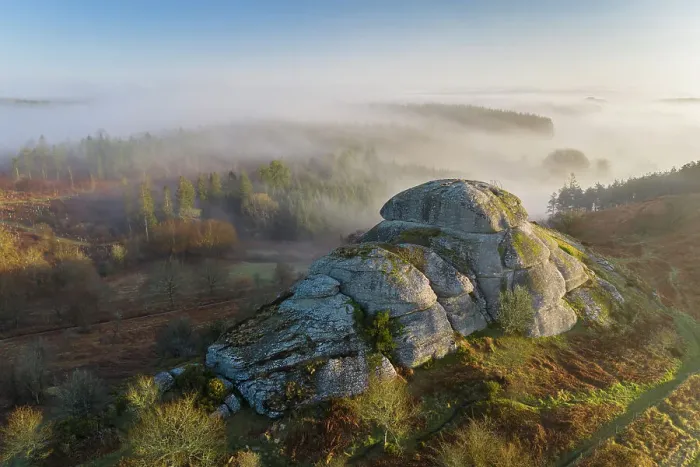 Framed Print : Morning mists swirl around Blackingstone Rock, a granite outcrop in Dartmoor National Park, Devon, England. Winter (March) 2022 Framed Print : Morning mists swirl around Blackingstone Rock, a granite outcrop in Dartmoor National Park, Devon, England. Winter (March) 2022