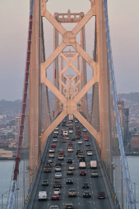 Framed Print : Morning traffic on Bay Bridge, San Francisco, USA Framed Print : Morning traffic on Bay Bridge, San Francisco, USA