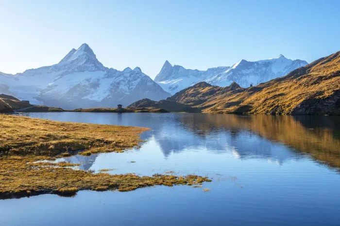 Framed Print : Morning view on Bachalpsee, Grindelwald, Berner Oberland, Switzerland