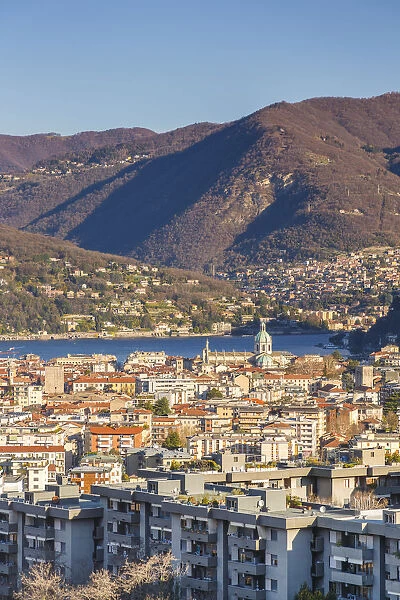 A morning view of Como city and lake Como, Lombardy, Italy