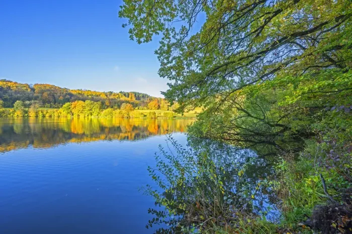 Framed Print : Morning view at the Immerather Maar, Immerath, Eifel, Rhineland-Palatinate, Germany Framed Print : Morning view at the Immerather Maar, Immerath, Eifel, Rhineland-Palatinate, Germany