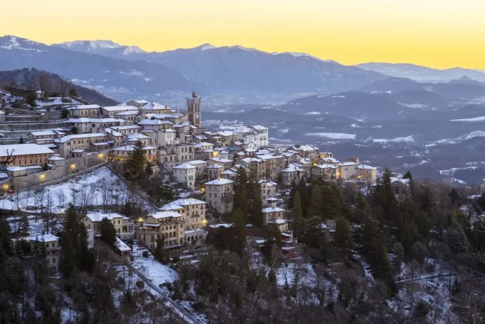 Framed Print : Morning view of the town of Santa Maria del Monte after a snowfall in winter from Framed Print : Morning view of the town of Santa Maria del Monte after a snowfall in winter from