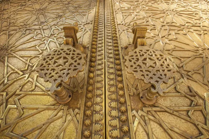 Framed Print : Morocco, Fes, Detail of the gates of the Imperial Palace in Fes