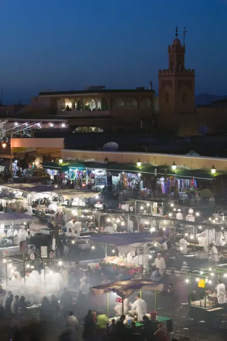 Framed Print : Morocco, Marrakech, Djemma el-Fna Square Food Stands