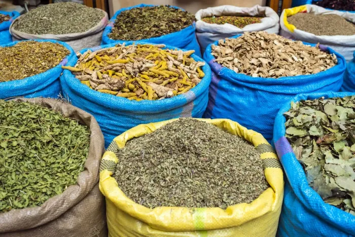 Framed Print : Morocco, Marrakech-Safi (Marrakesh-Tensift-El Haouz) region, Marrakesh. Dried herbs
