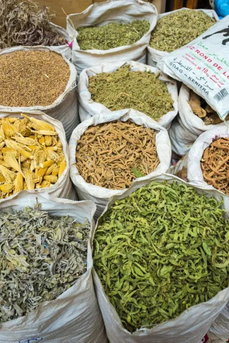 Framed Print : Morocco, Marrakech-Safi (Marrakesh-Tensift-El Haouz) region, Marrakesh. Dried herbs
