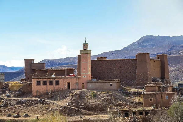 Morocco, Sous-Massa-Draa, Ouarzazate Province. Kasbah and mosque in Ighrem N Ougdal