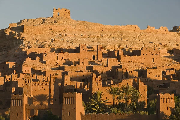 Morocco, South of the High Atlas, Ait Benhaddpu, Dawn Light on the Kasbah  /  Site of