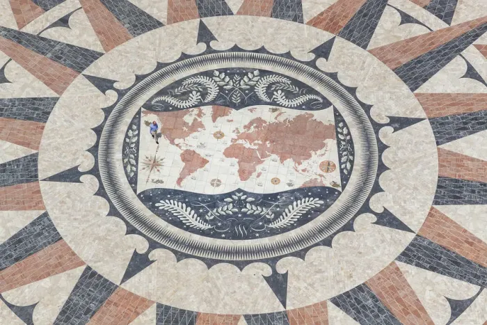 Framed Print : Mosaic map showing the discoveries routes in the 15th and 16th centuries, Monument Framed Print : Mosaic map showing the discoveries routes in the 15th and 16th centuries, Monument