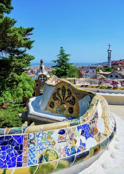 Framed Print : Mosaic Serpentine Bench at the Main Terrace, Park Guell, Barcelona, Catalonia, Spain Framed Print : Mosaic Serpentine Bench at the Main Terrace, Park Guell, Barcelona, Catalonia, Spain