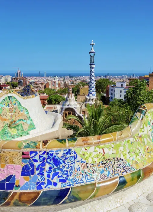 Framed Print : Mosaic Serpentine Bench at the Main Terrace, Park Guell, Barcelona, Catalonia, Spain Framed Print : Mosaic Serpentine Bench at the Main Terrace, Park Guell, Barcelona, Catalonia, Spain
