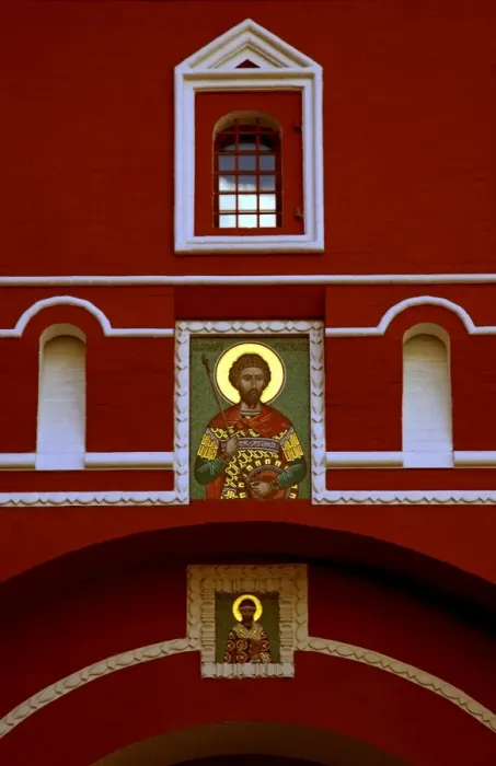 Framed Print : Moscow, Russia; An icon displayed on the Voskresensky Vorota (Resurrection Gate) just upon entering Red