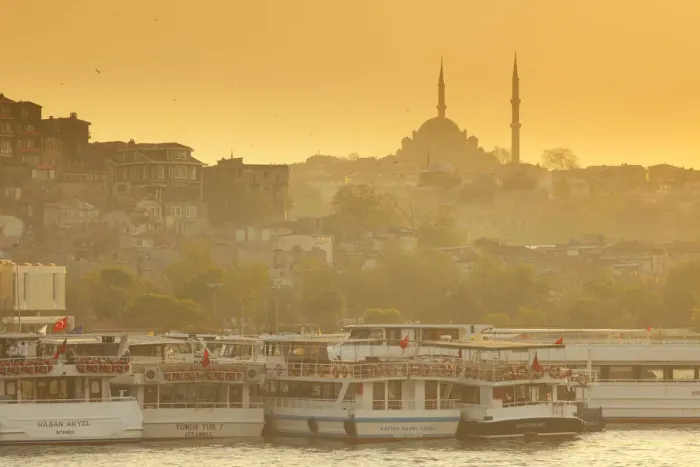 Framed Print : Mosque and ferries on the waterfront of the Golden Horn, Istanbul, Turkey Framed Print : Mosque and ferries on the waterfront of the Golden Horn, Istanbul, Turkey
