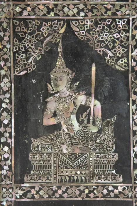 Framed Print : Mother of Pearl Inlay on the foot of the reclining Buddha, Wat Pho (Temple of Framed Print : Mother of Pearl Inlay on the foot of the reclining Buddha, Wat Pho (Temple of