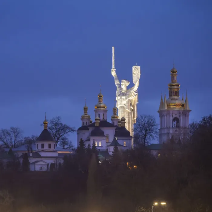 Framed Print : Motherland Monument & Pechersk Lavra (Monastery of the Caves), Kiev (Kyiv), Ukraine