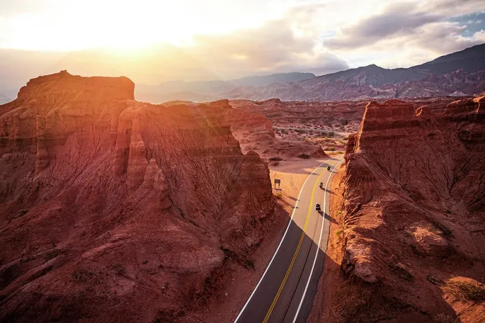 Framed Print : Motorcycles on Route 68 through colorful canyons, Quebrada de las Conchas, Salta, Argentina Framed Print : Motorcycles on Route 68 through colorful canyons, Quebrada de las Conchas, Salta, Argentina
