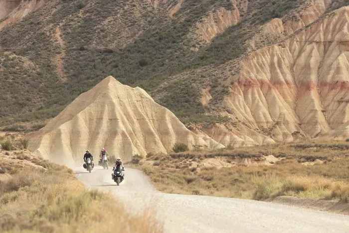 Framed Print : Motorcyclists, Castel de Tierra, Bardenas Reales Natural Park, Navarra, Spain Framed Print : Motorcyclists, Castel de Tierra, Bardenas Reales Natural Park, Navarra, Spain