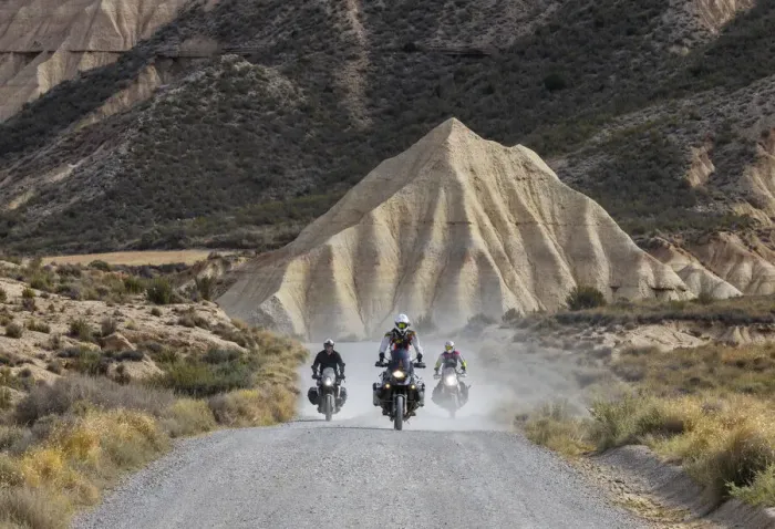 Framed Print : Motorcyclists at sunset, Bardenas Reales, Ebro Valley, Biosphere Reserve, Navarra, Spain Framed Print : Motorcyclists at sunset, Bardenas Reales, Ebro Valley, Biosphere Reserve, Navarra, Spain