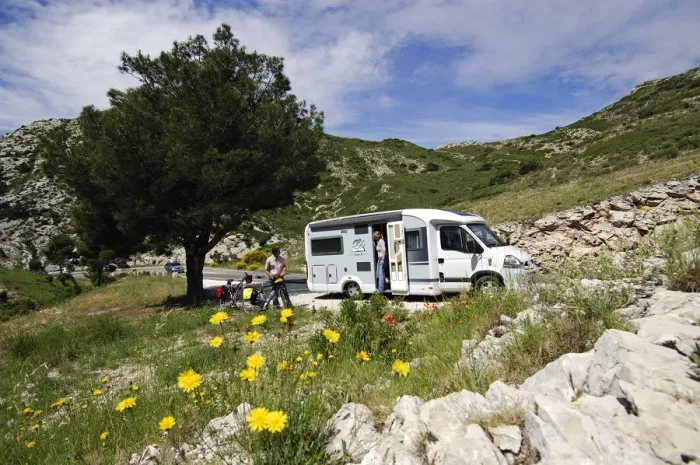 Framed Print : Motorhome, Les Alpilles, Provence, France Framed Print : Motorhome, Les Alpilles, Provence, France