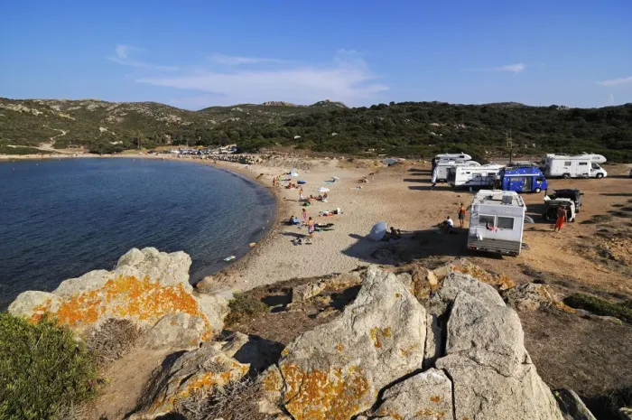 Framed Print : Motorhome, Punta Rossa, Golf de Santa Manza, Corsica, France Framed Print : Motorhome, Punta Rossa, Golf de Santa Manza, Corsica, France