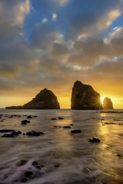 Framed Print : Motukiekie Beach at Sunset, near Greymouth, South Island, New Zealand