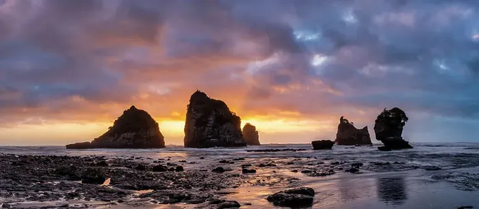 Framed Print : Motukiekie Beach at Sunset, near Greymouth, South Island, New Zealand