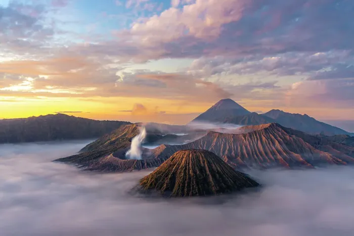 Framed Print : Mount Bromo, sunrise over volcano in clouds, Mount Batok, Mount Kursi, Mount Semeru, Bromo Tengger Semeru National Park, Java, Indonesia Framed Print : Mount Bromo, sunrise over volcano in clouds, Mount Batok, Mount Kursi, Mount Semeru, Bromo Tengger Semeru National Park, Java, Indonesia