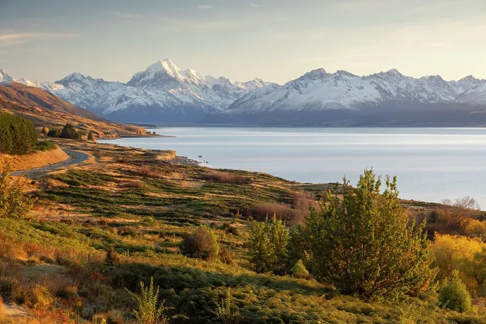 Framed Print : Mount Cook and the Southern Alps from Peter's Lookout, Canterbury, South Island, New Zealand. Autumn (May) 2025