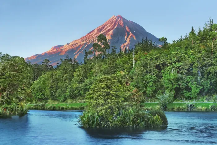 Framed Print : with Mount Egmont - New Zealand, North Island, Taranaki, New Plymouth, Lake Mangamahoe Framed Print : with Mount Egmont - New Zealand, North Island, Taranaki, New Plymouth, Lake Mangamahoe