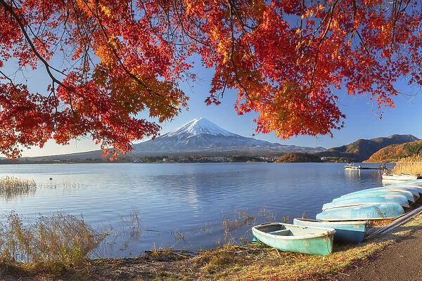 Mount Fuji and Lake Kawaguchi, Yamanashi Prefecture, Japan