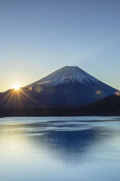 Mount Fuji and Lake Motosu at sunrise, Yamanashi Prefecture, Japan