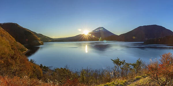 Mount Fuji and Lake Motosu at sunrise, Yamanashi Prefecture, Japan
