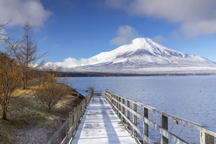 Framed Print : Mount Fuji and Lake Yamanaka, Yamanashi Prefecture, Japan