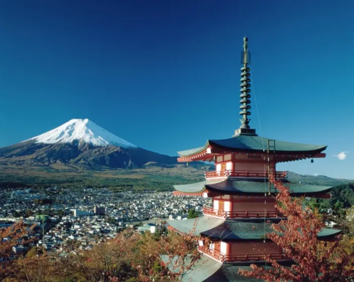 Framed Print : Mount Fuji & Pagoda, Hakone, Honshu, Japan