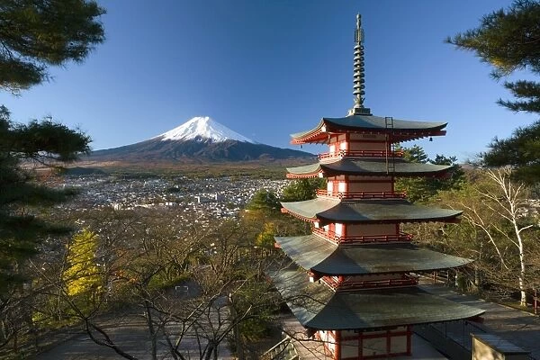 Mount Fuji and temple, Fuji-Hakone-Izu National Park, Japan