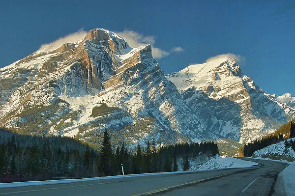 Mount Kidd and Hwy 40 in Spray Valley Provincial Park, Kananaskis Coutnry, Alberta, Canada